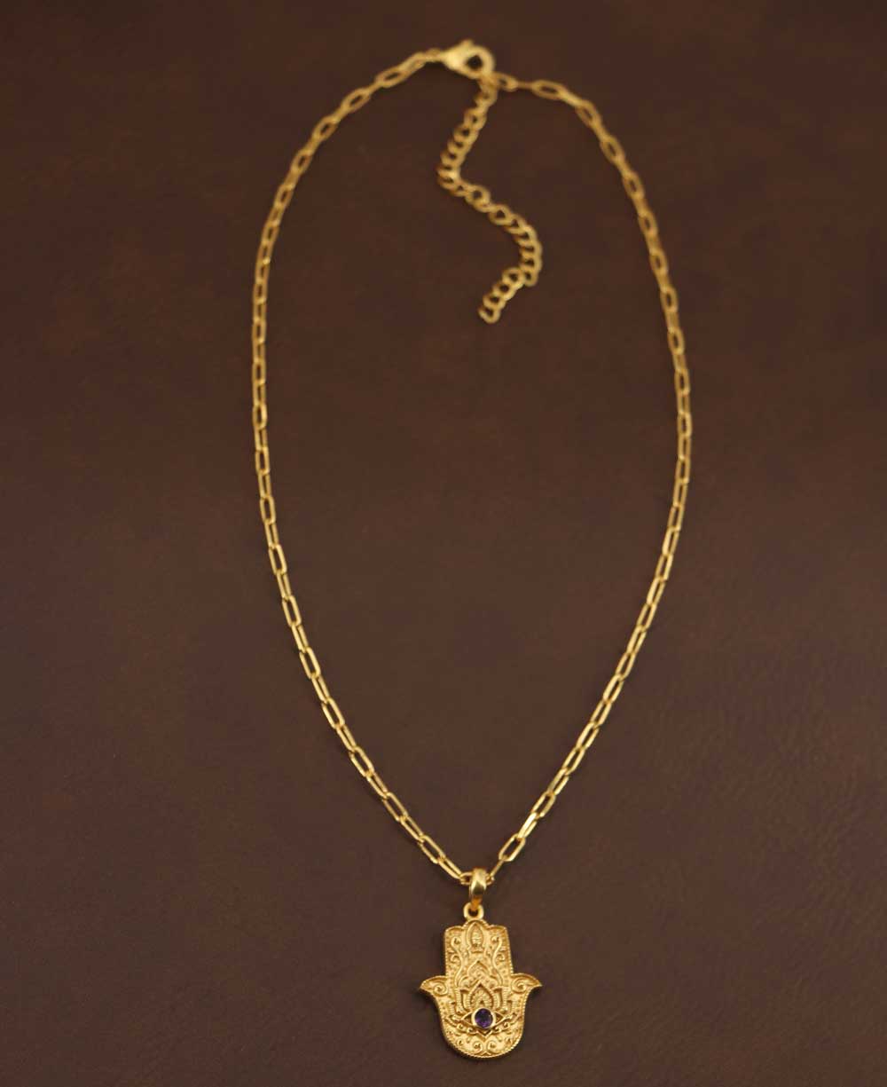 Divine Protection Hamsa Hand Necklace: Moonstone