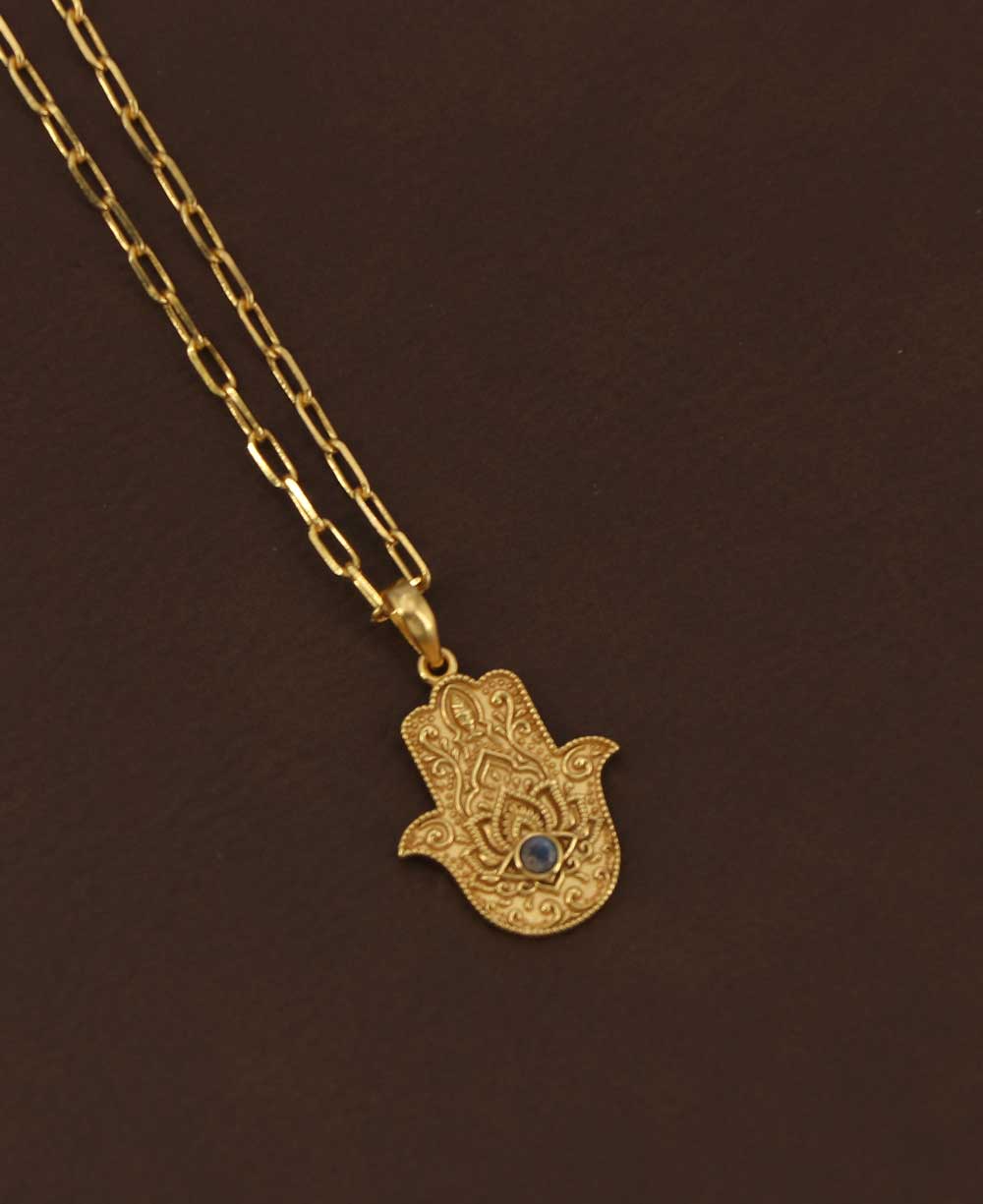 Divine Protection Hamsa Hand Necklace: Moonstone