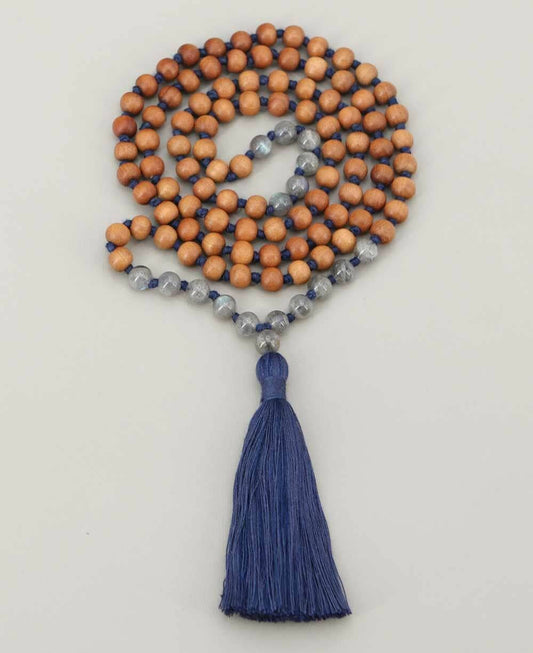 Labradorite and Sandalwood 108 Beads Meditation Mala