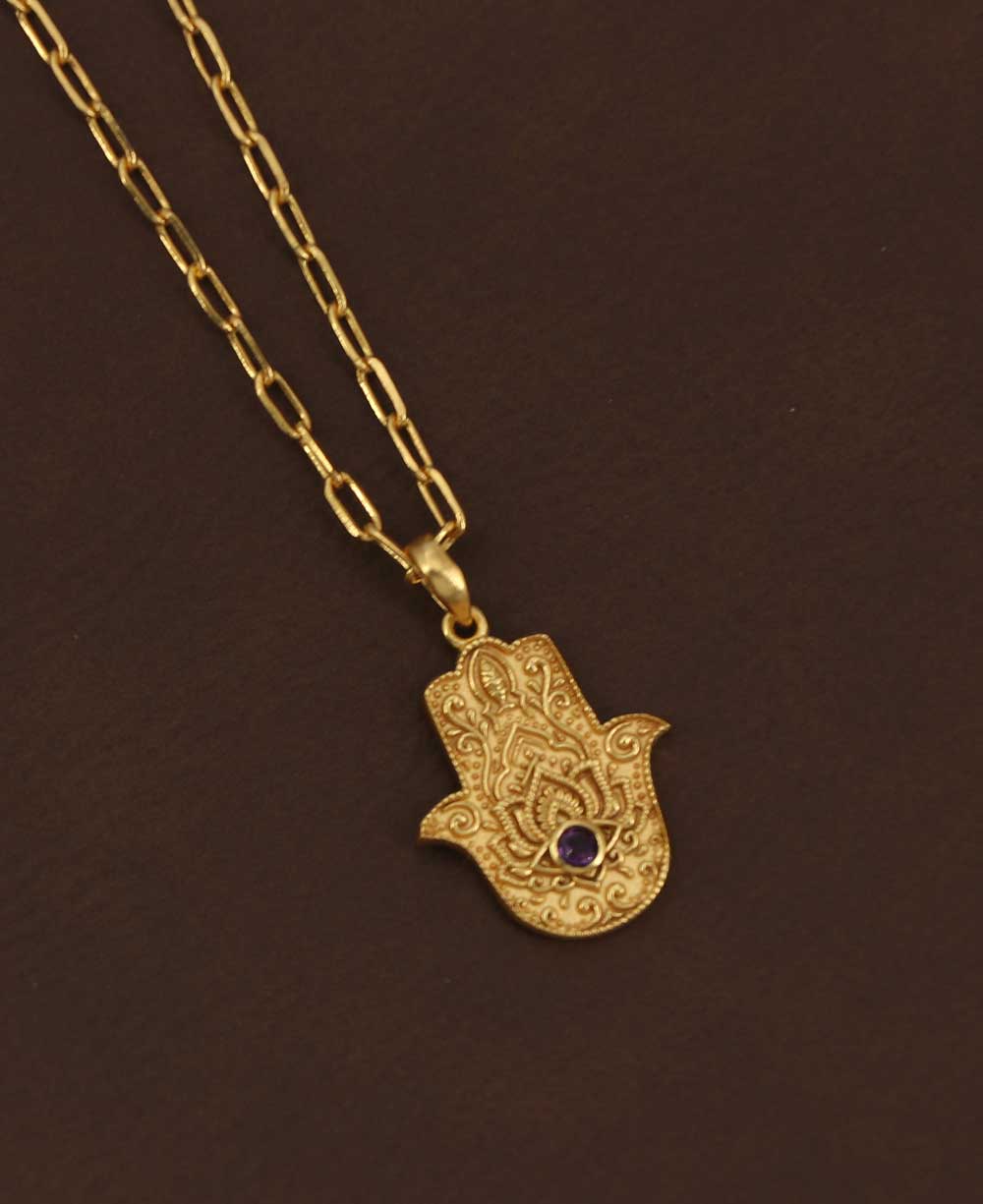 Divine Protection Hamsa Hand Necklace: Moonstone